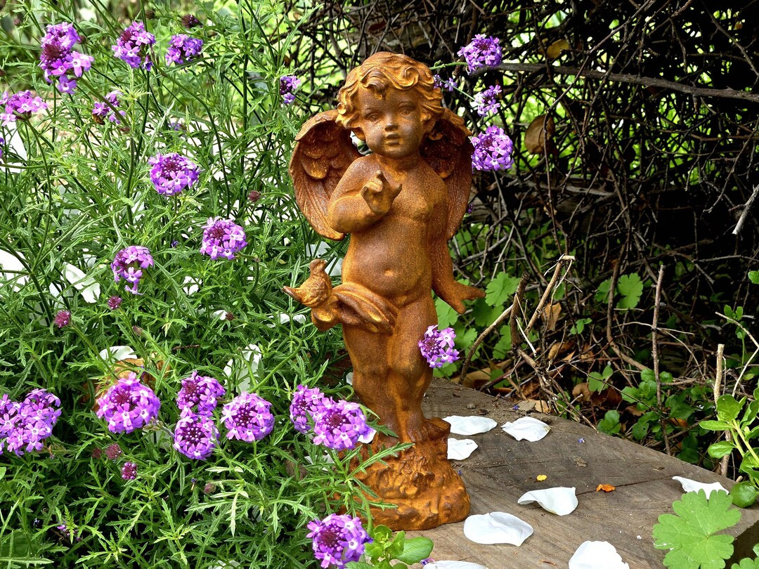 Metal Cast Iron Cherub Angel Statues – Renaissance Garden Decor, Vintage Garden Sculptures, Out... | Etsy (US)