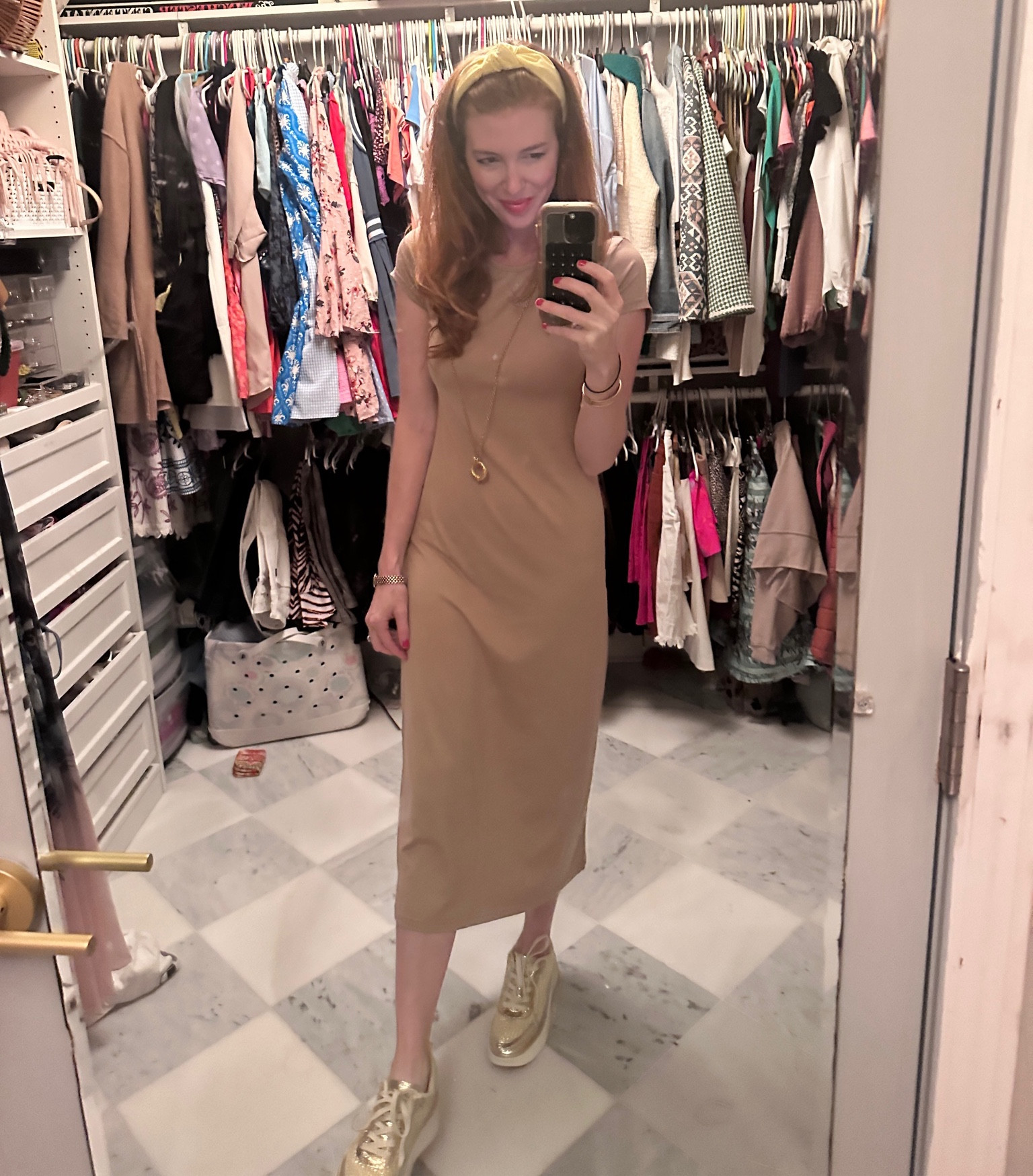 Cute and Casual Fall Dress Under $20 
Paired with gold sneakers I am obsessed with! 

#LTKSeasonal #LTKFindsUnder50 #LTKxPrimeDay