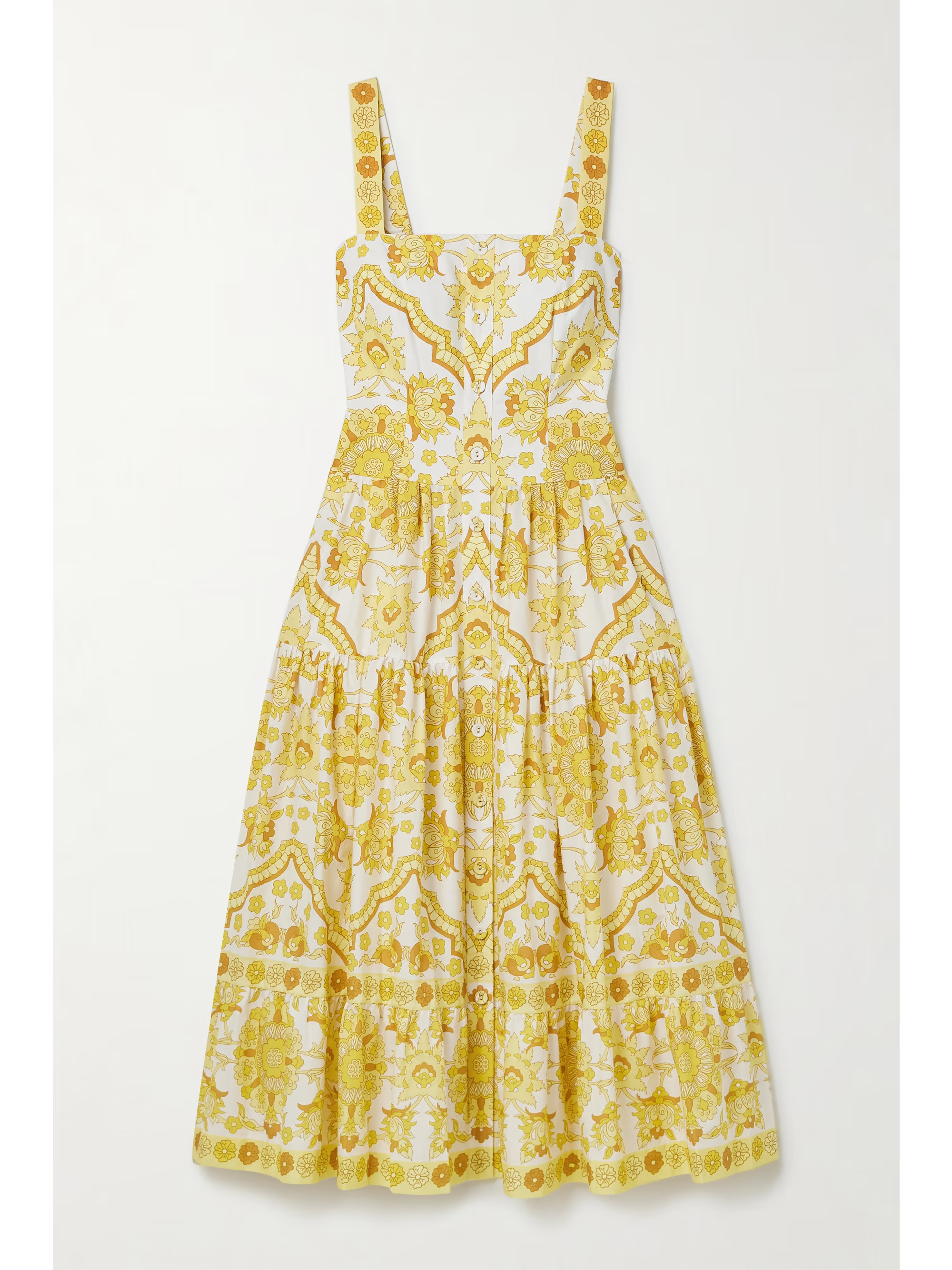 Margarita tiered floral-print cotton-poplin midi dress | NET-A-PORTER (US)