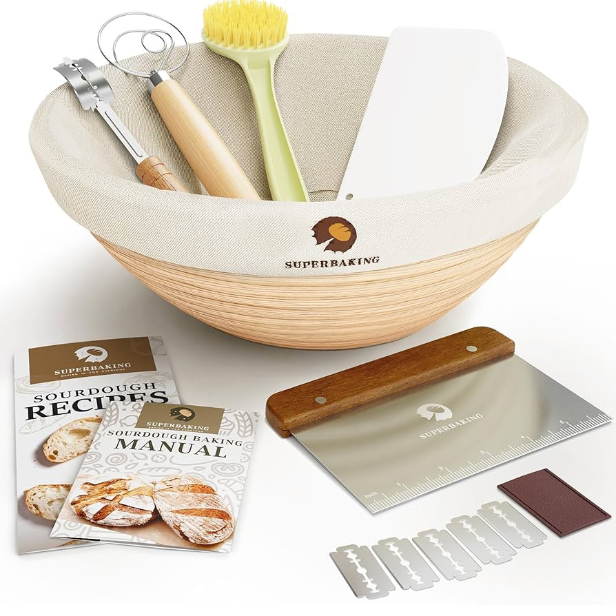 Superbaking Banneton Bread Proofing Basket, Sourdough Bread Baking Supplies, Round 9 Inch Sourdou... | Amazon (US)