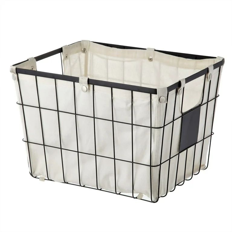 The Better Homes & Gardens Medium Black Wire Basket Set With Chalkboard Labels & Liner | Walmart (US)