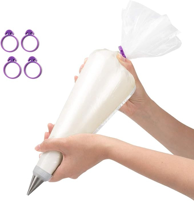 ilauke 100 Pack Pastry Bags Thickened 18-inch Disposable Decorating Icing Piping Bags with 4 Icin... | Amazon (US)