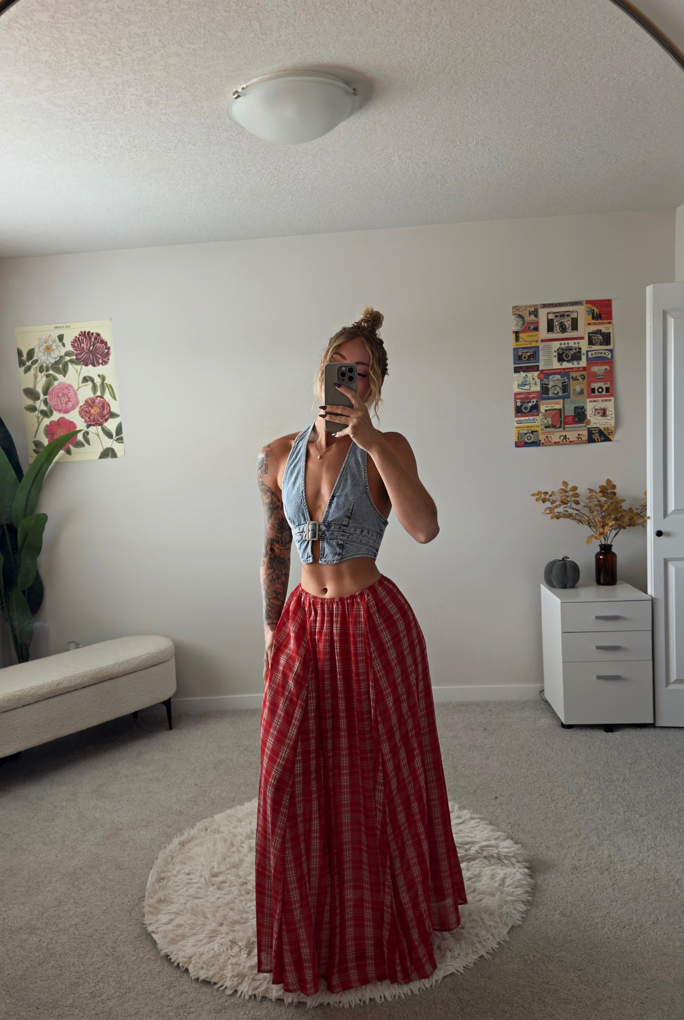 The denim top was from PrettyLittleThing but I don’t believe it’s sold anymore ☹️