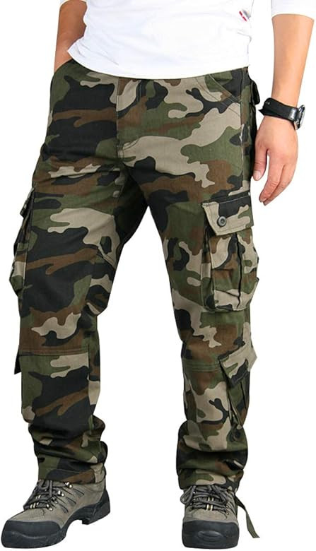 zeetoo Mens Relaxed-Fit Cargo Pants Multi Pocket Military Camo Combat Work Pants | Amazon (US)