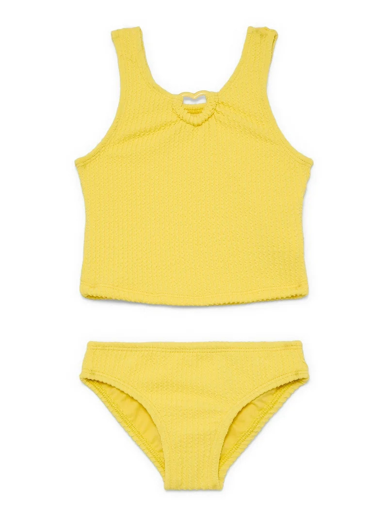 Wonder Nation Baby and Toddler Girl Popcorn Texture Tankini Set, 2-Piece, Sizes 12M-5T | Walmart (US)
