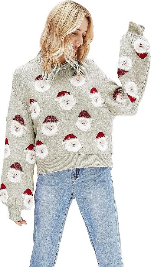 LUBOT Ugly Christmas Sweaters for Women Soft Acrylic Blend Cute Fuzzy Funny Wintertime Holiday Pa... | Amazon (US)