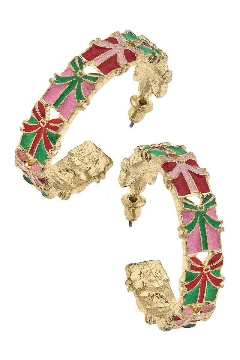 Gift Wrap Enamel Present Hoop Earrings - STYLE OF THE MONTH | CANVAS