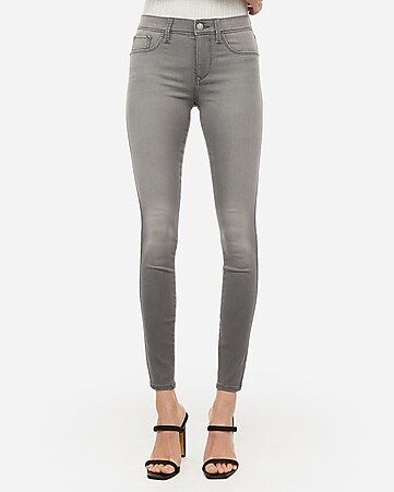 mid rise gray jean leggings | Express