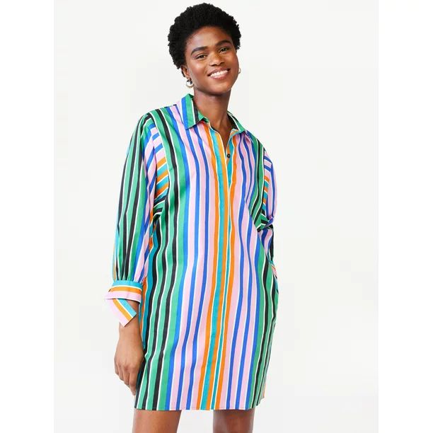 Scoop Women's Shirt Dress with Volume Sleeves - Walmart.com | Walmart (US)