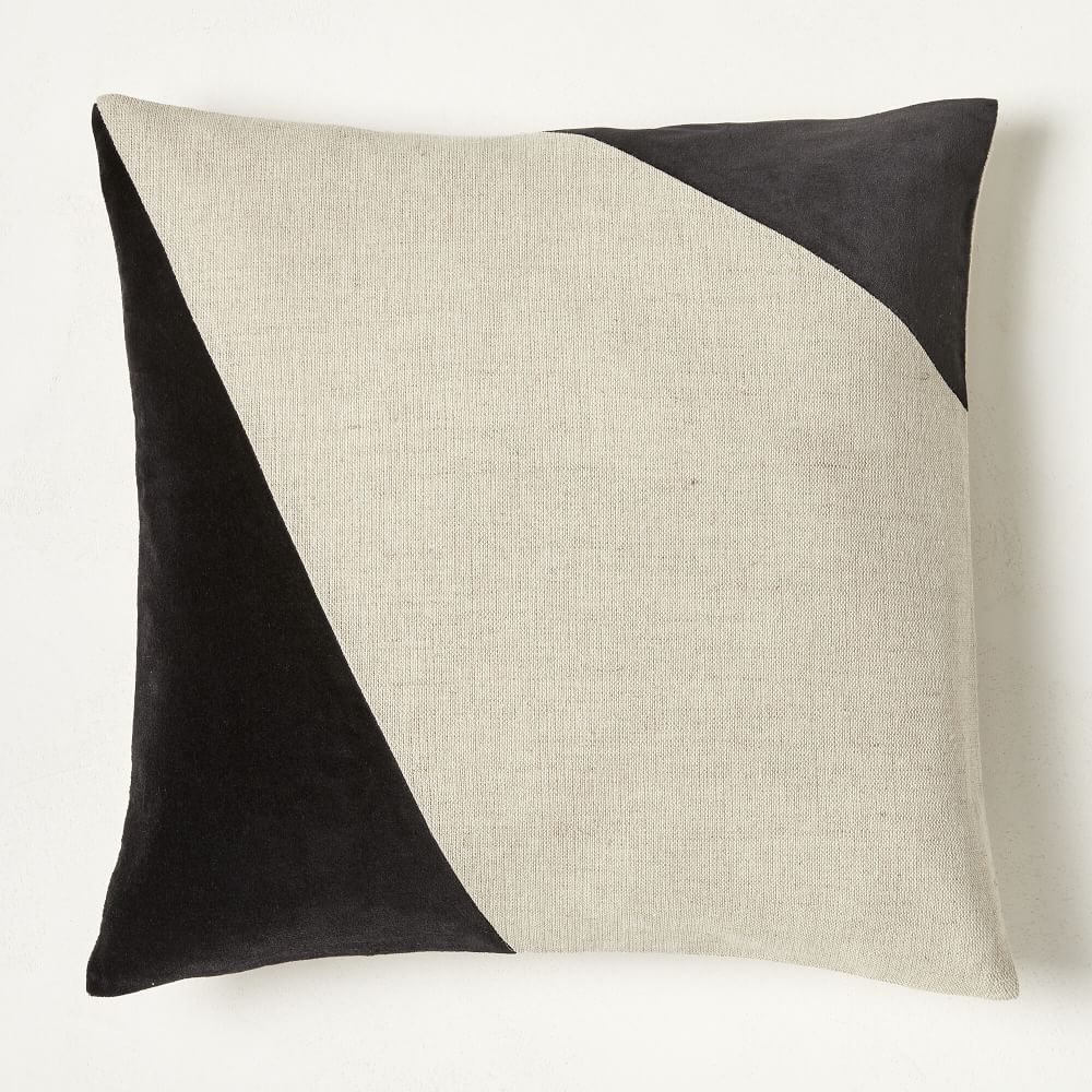 Cotton Linen &amp; Velvet Corners Pillow Cover | West Elm (US)