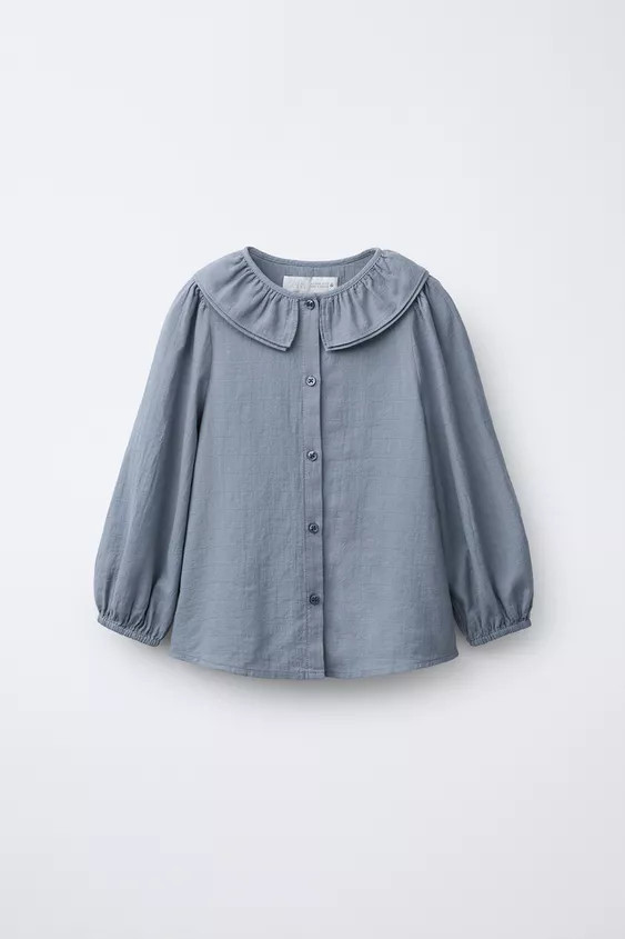 TEXTURED PETER PAN COLLAR SHIRT | Zara US