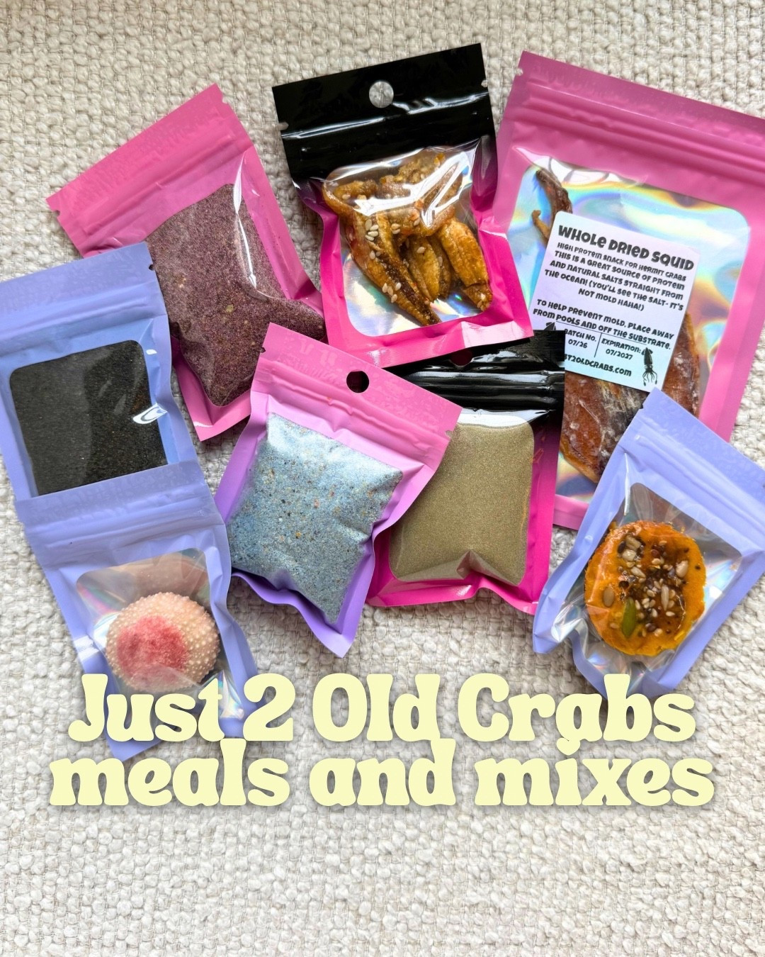 Just 2 Old Crabs meals and mixes for hermit crabs