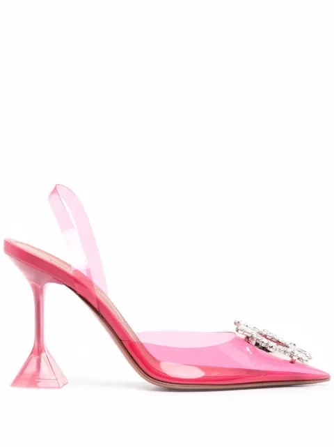Amina Muaddi Transparent Begum Slingback Pumps - Farfetch | Farfetch Global