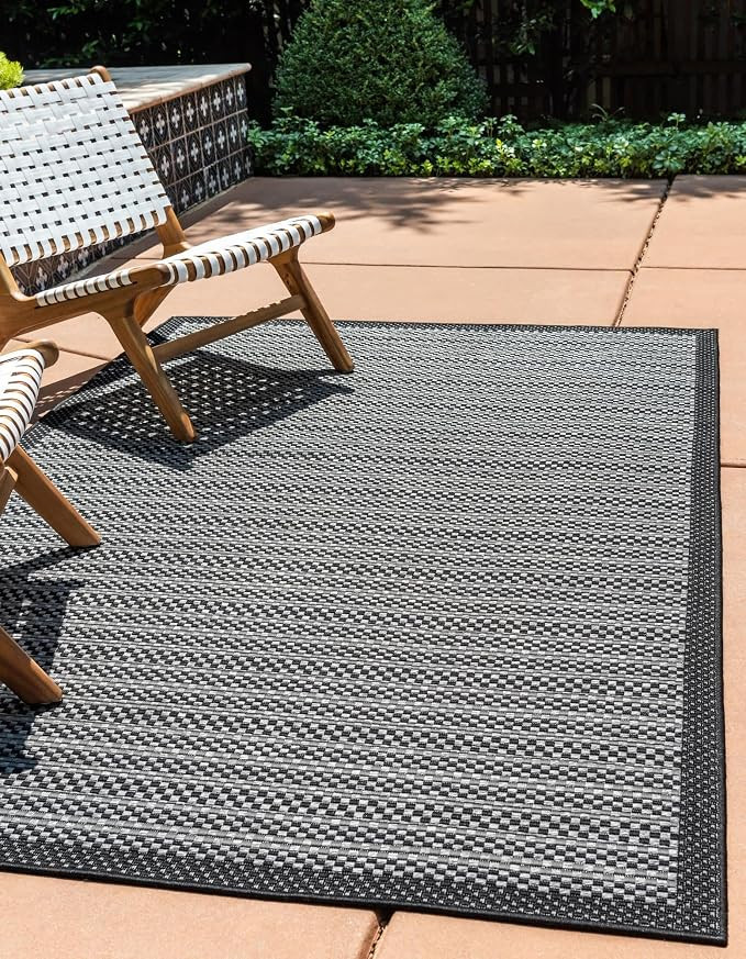 Unique Loom Outdoor Collection Transitional Indoor & Outdoor Casual Striped Tonal Border Area Rug... | Amazon (US)