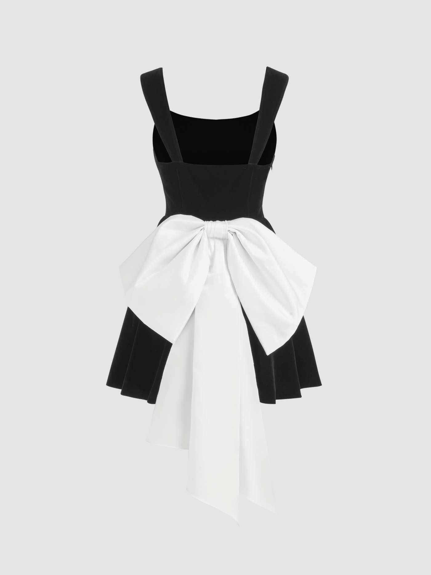 Velvet Square Neck Solid Bowknot Mini Dress | Cider