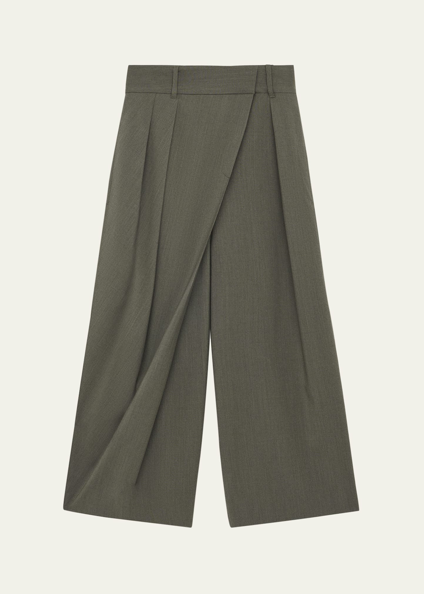 Loewe Wrap-Detail Pleated Wide-Leg Crop Trousers | Bergdorf Goodman