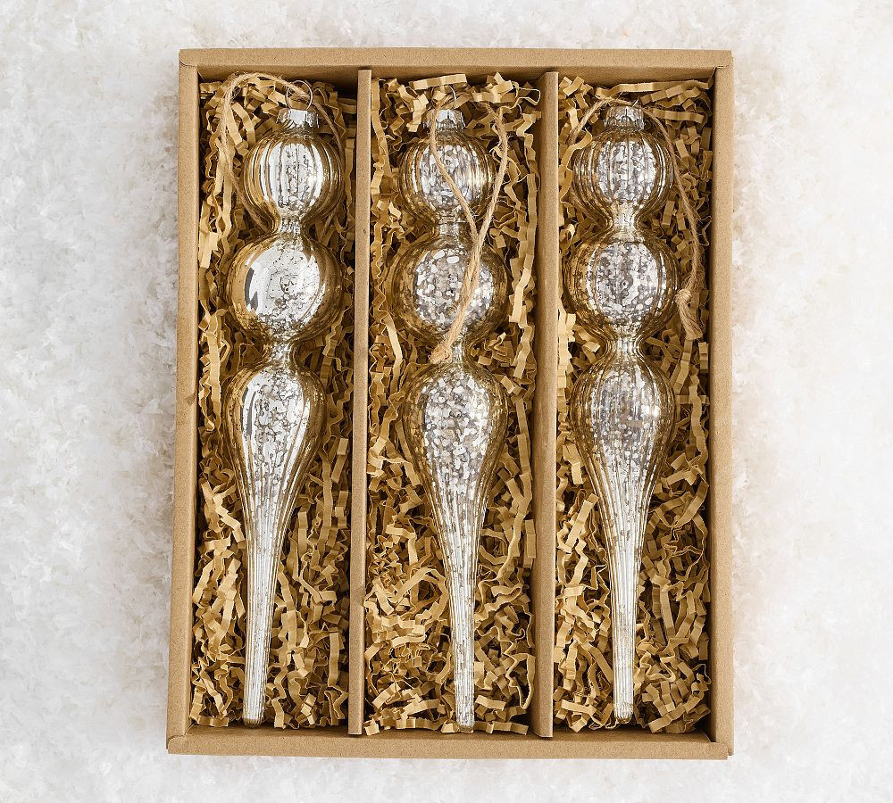 Mercury Glass Icicle Ornament Set of 3 | Pottery Barn (US)