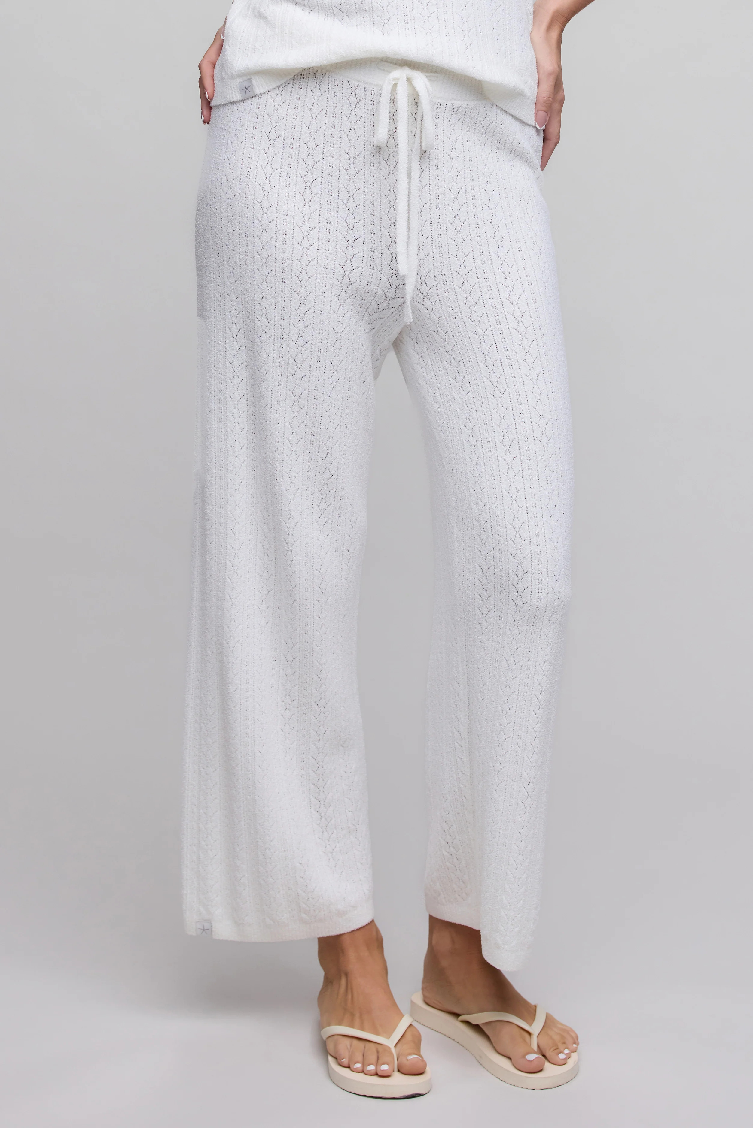 CozyChic Ultra Lite® Pointelle Crop Pant - Pearl / XL | Barefoot Dreams