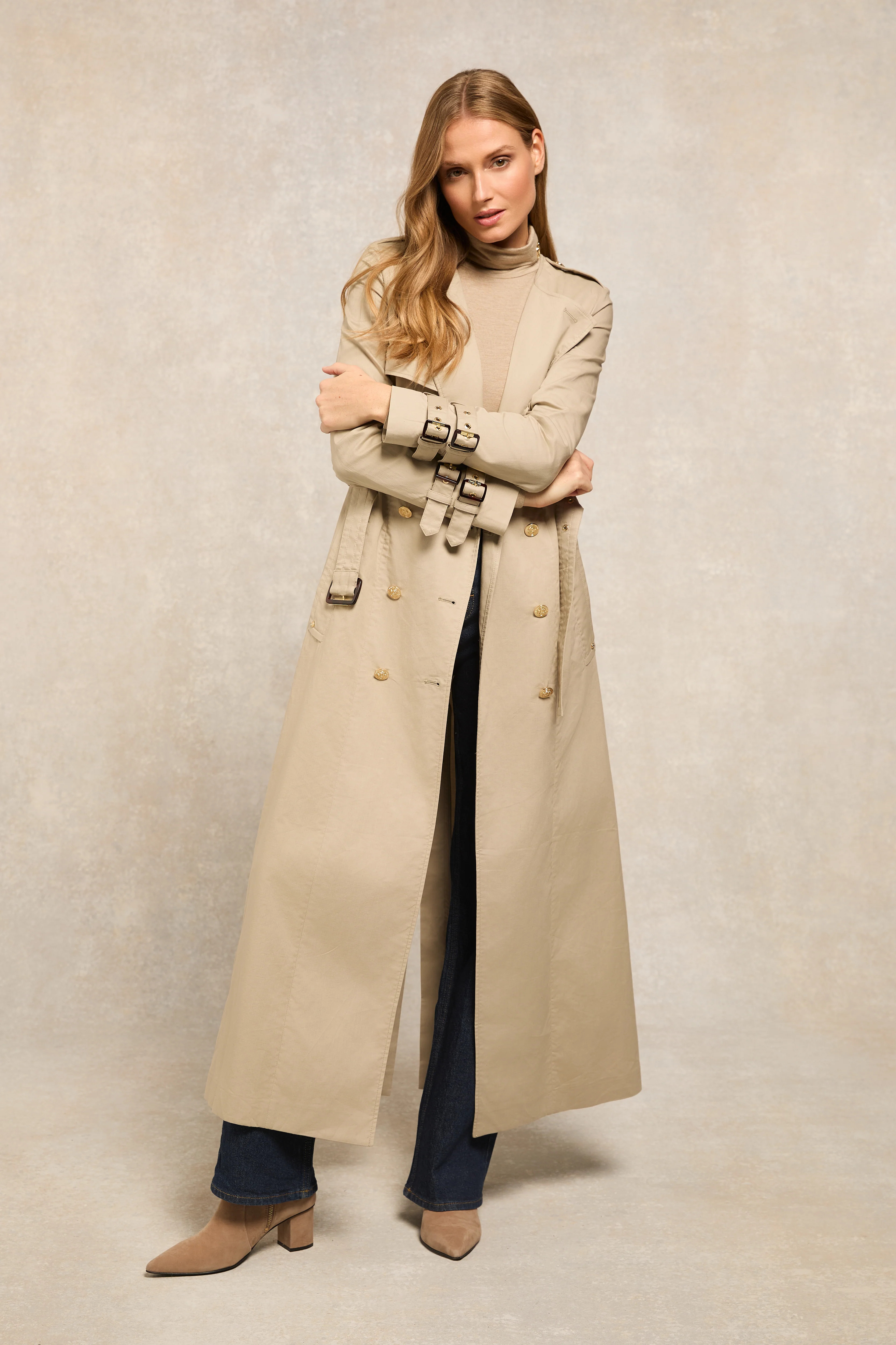 Collarless Trench Coat (French Grey) | Holland Cooper
