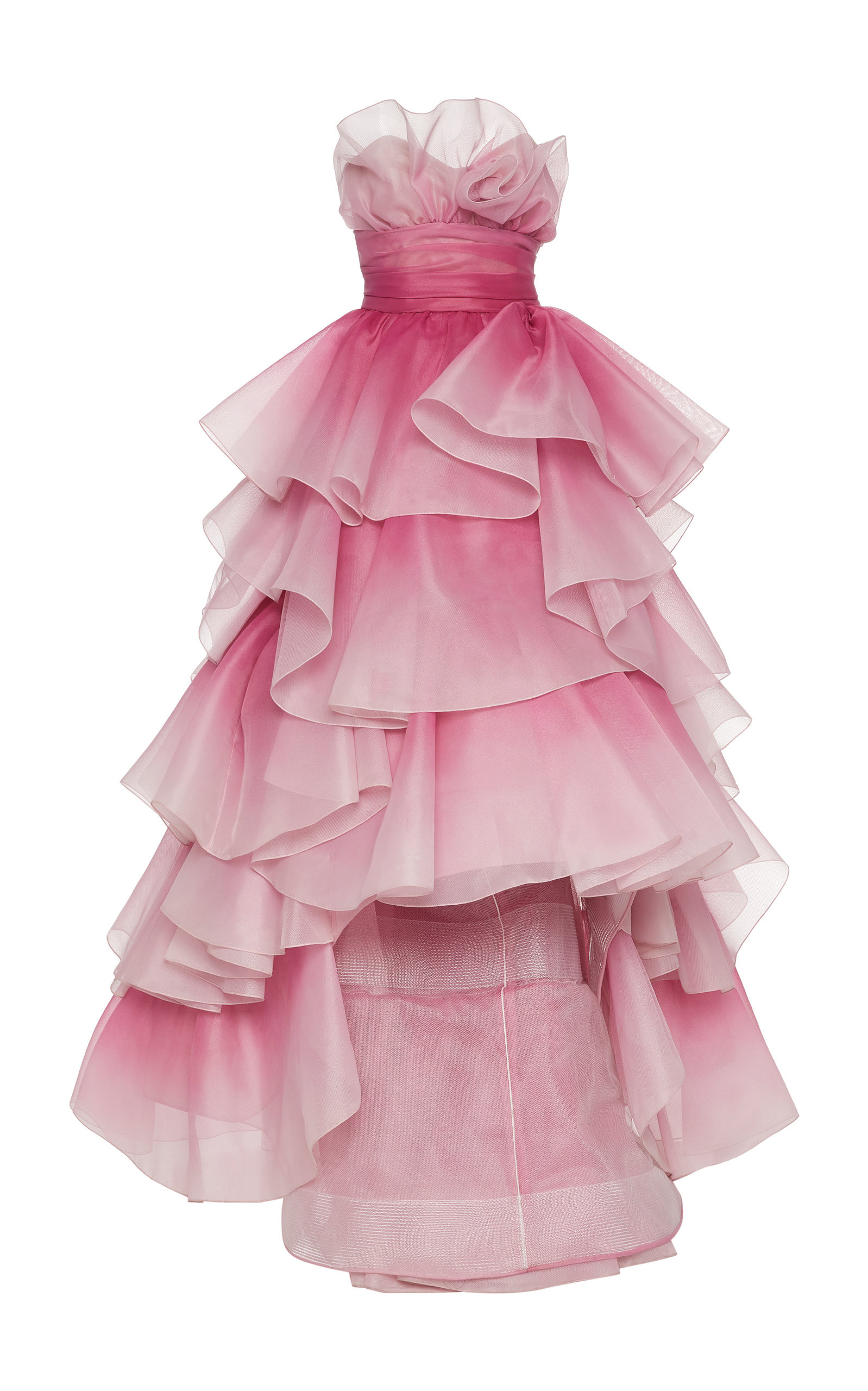 Marchesa Tiered-Ruffle Strapless Tulle Gown | Moda Operandi Global