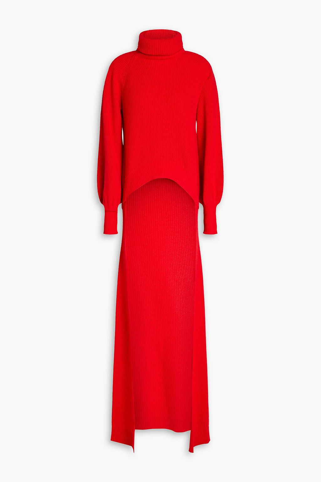 Red Asymmetric ribbed cashmere turtleneck sweater | CAROLINA HERRERA | THE OUTNET | The Outnet (UK and Europe)