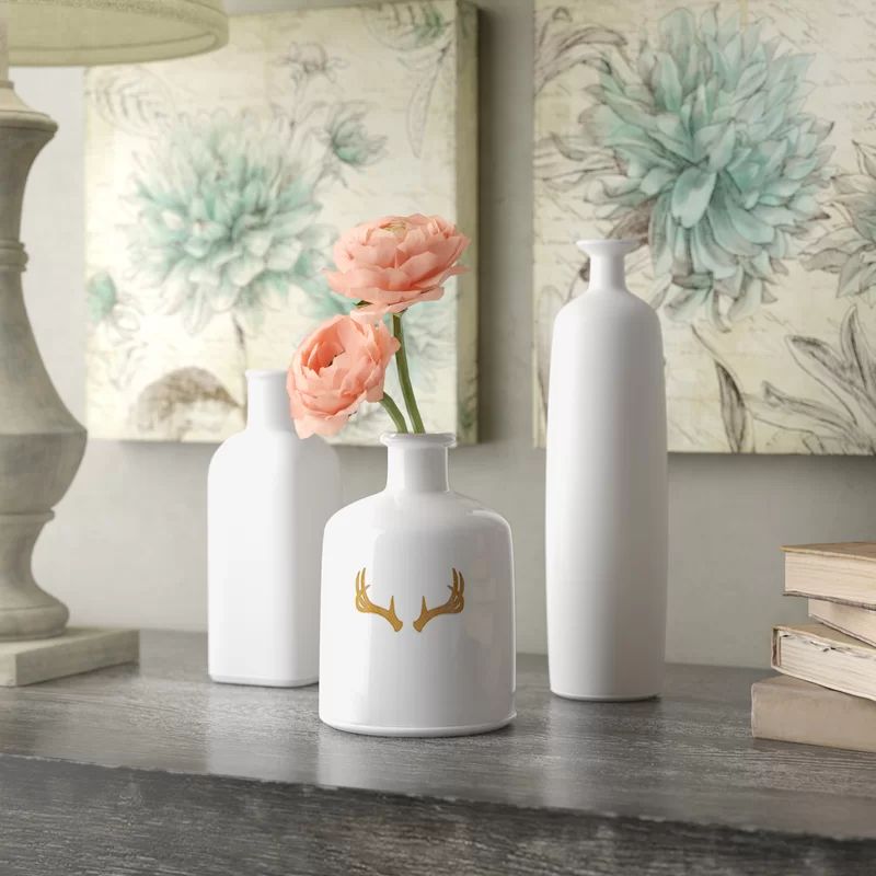 3 Piece White Table Vase Set | Wayfair North America