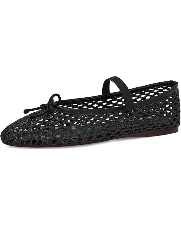 Woven Ballet Flats for Women Cute Raffia Mary Janes Bow Elastic Strap Summer Straw Comfortable Ca... | Amazon (US)