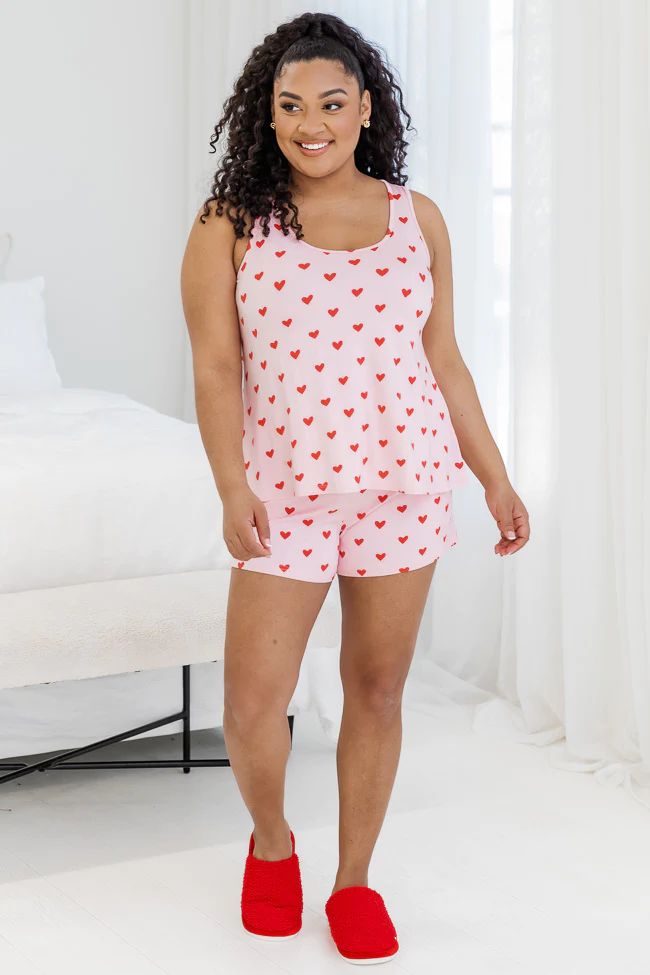 Back With Me Red And Pink Hearts Pajama Tank | Pink Lily