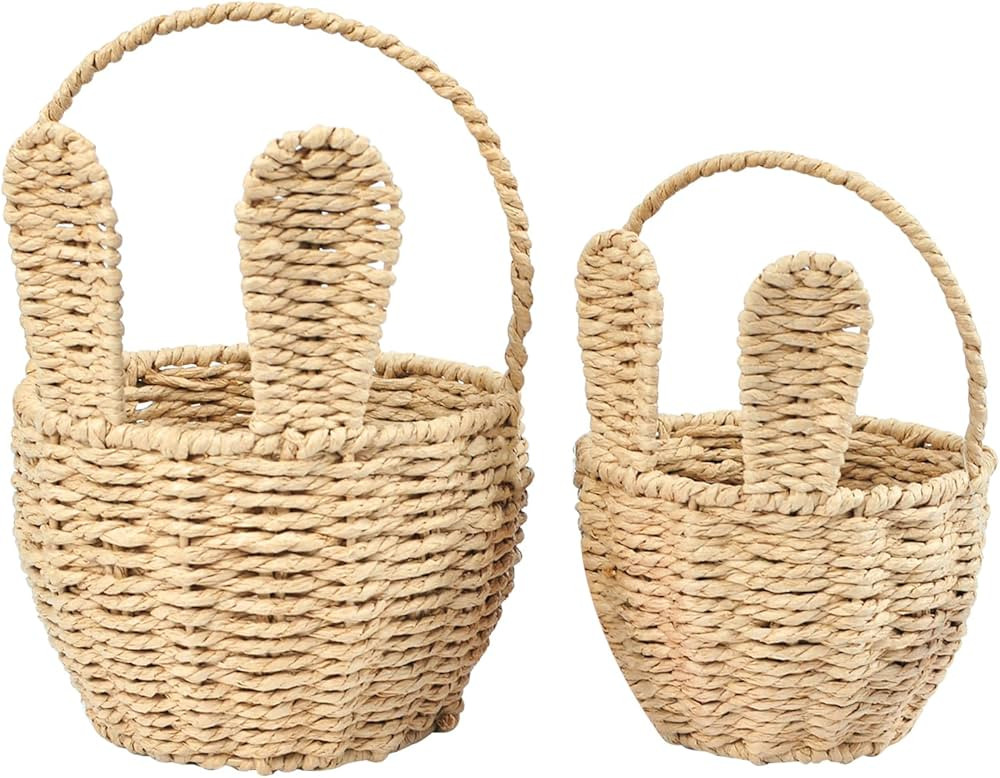 2pcs Small Wicker Easter Basket for Kids - 7" x 5" Mini Bunny Basket for Organizing Flowers Stora... | Amazon (US)