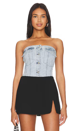 Jozie Strapless Top in Blue Denim | Revolve Clothing (Global)