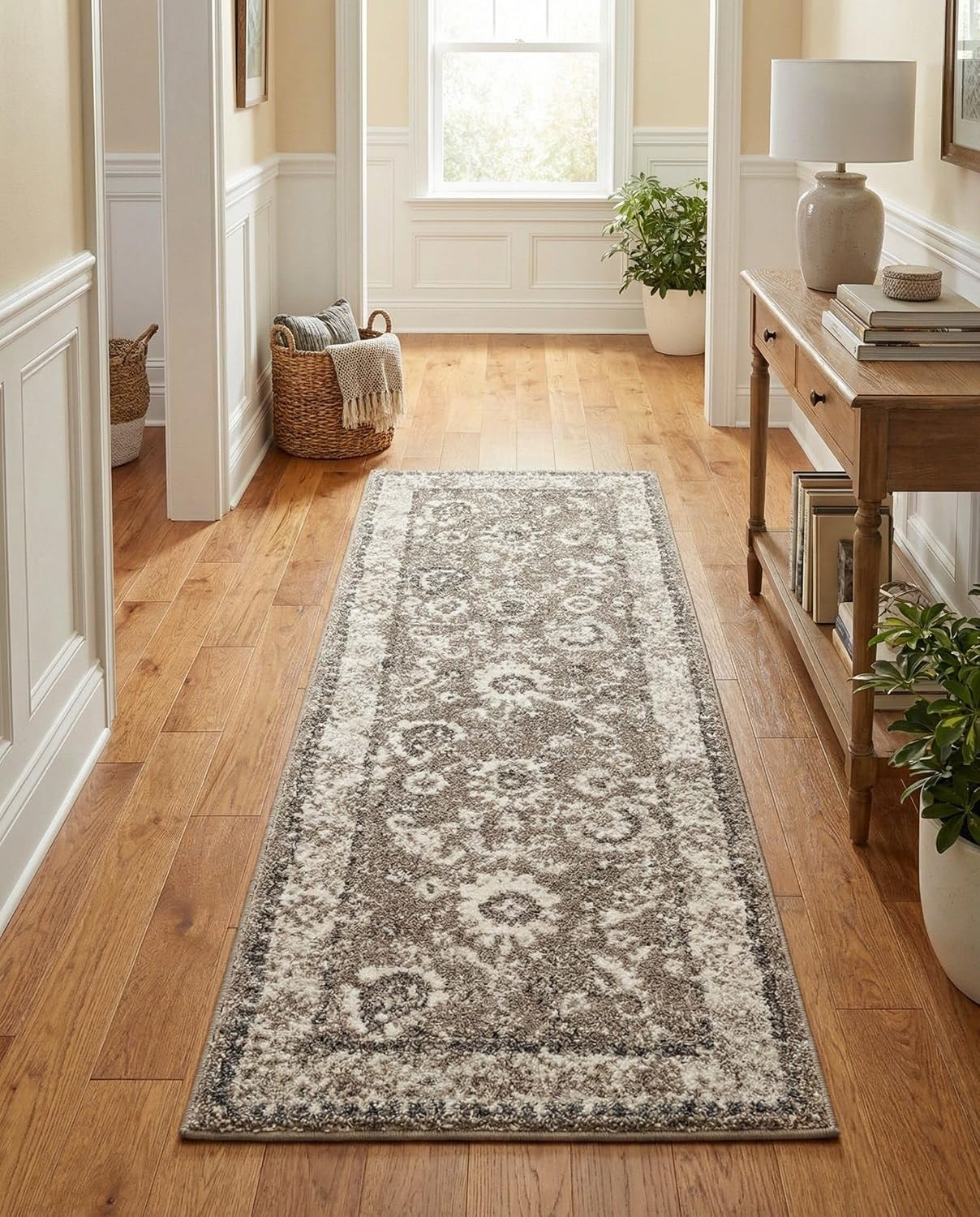 Rugs.com Madeline Collection Rug – 6 Ft Runner Beige Brown Medium Rug Perfect for Hallways, Entryways | Amazon (US)