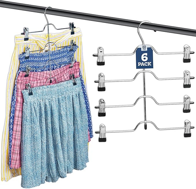 Zober Space Saving 4 Tier Skirt Hanger with Adjustable Clips (6 Pack) 4-on-1 Hanger, GAIN 50% Mor... | Amazon (CA)