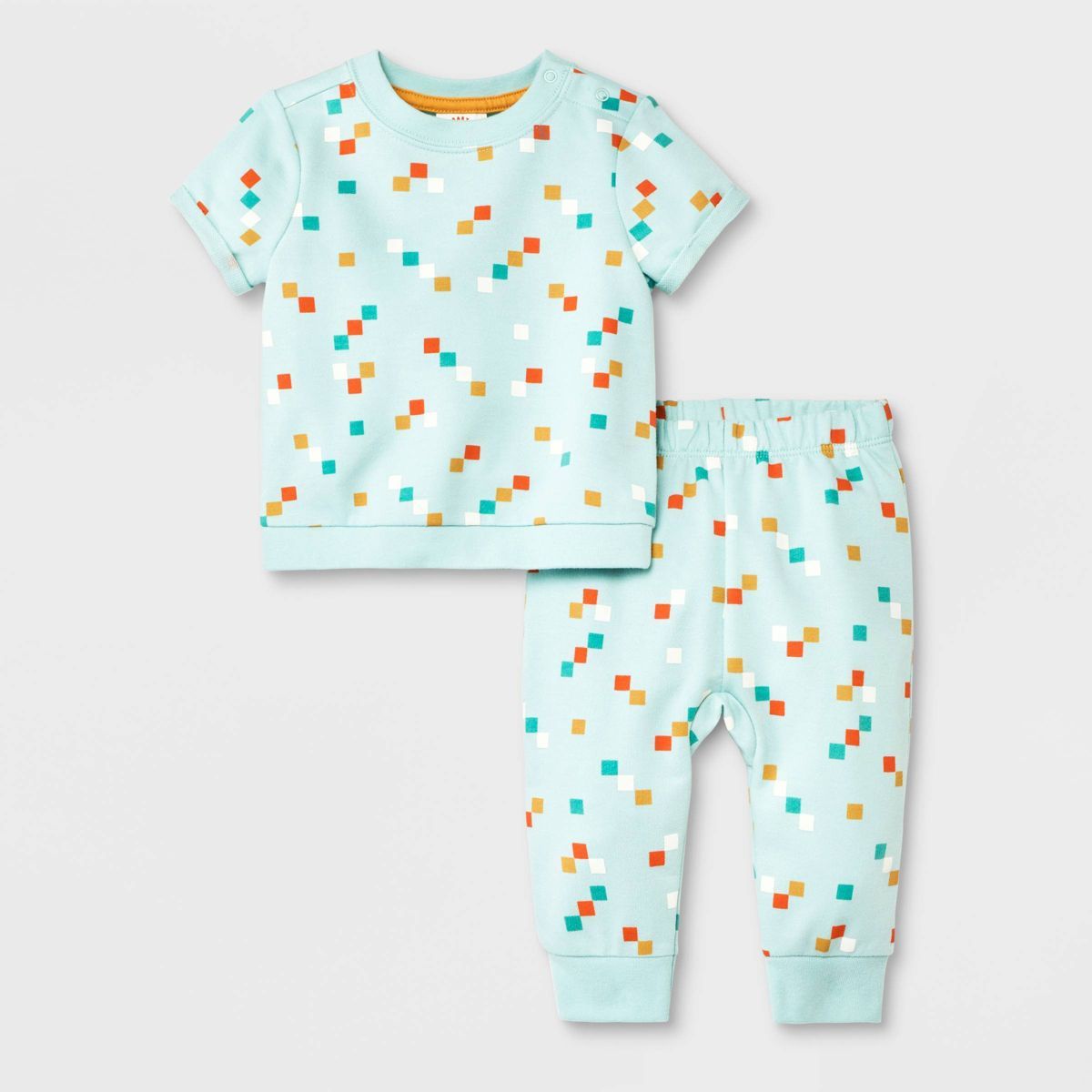 Baby 2pc French Terry Short Sleeve Top & Bottom Set - Cat & Jack™ Turquoise Green | Target