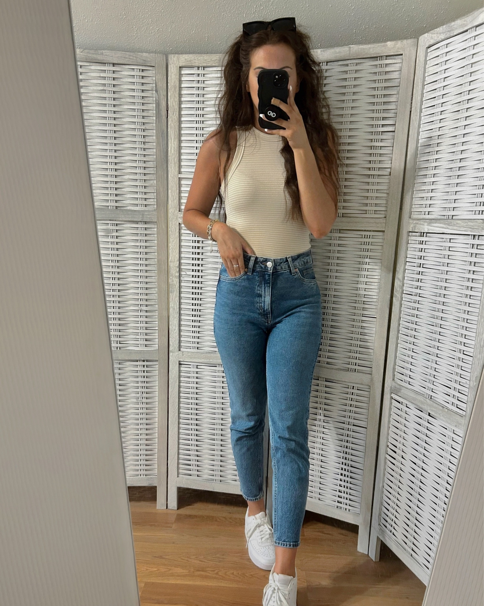striped tank top @oldnavy (size s) / high rise ankle jeans @hm (size 4) / white sneakers @nike (size 8) / black sunnies @amazon

summer style, summer essentials, summer outfit, casual, outfit, ootd, nike, court vision low, hollyfrocks

#LTKSeasonal #LTKfindsunder50 #LTKstyletip