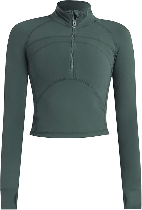 Vsaiddt Women's Athletic Half Zip Pullover Sweatshirt Workout Top Crop Quarter Zip Pullover Yoga ... | Amazon (US)
