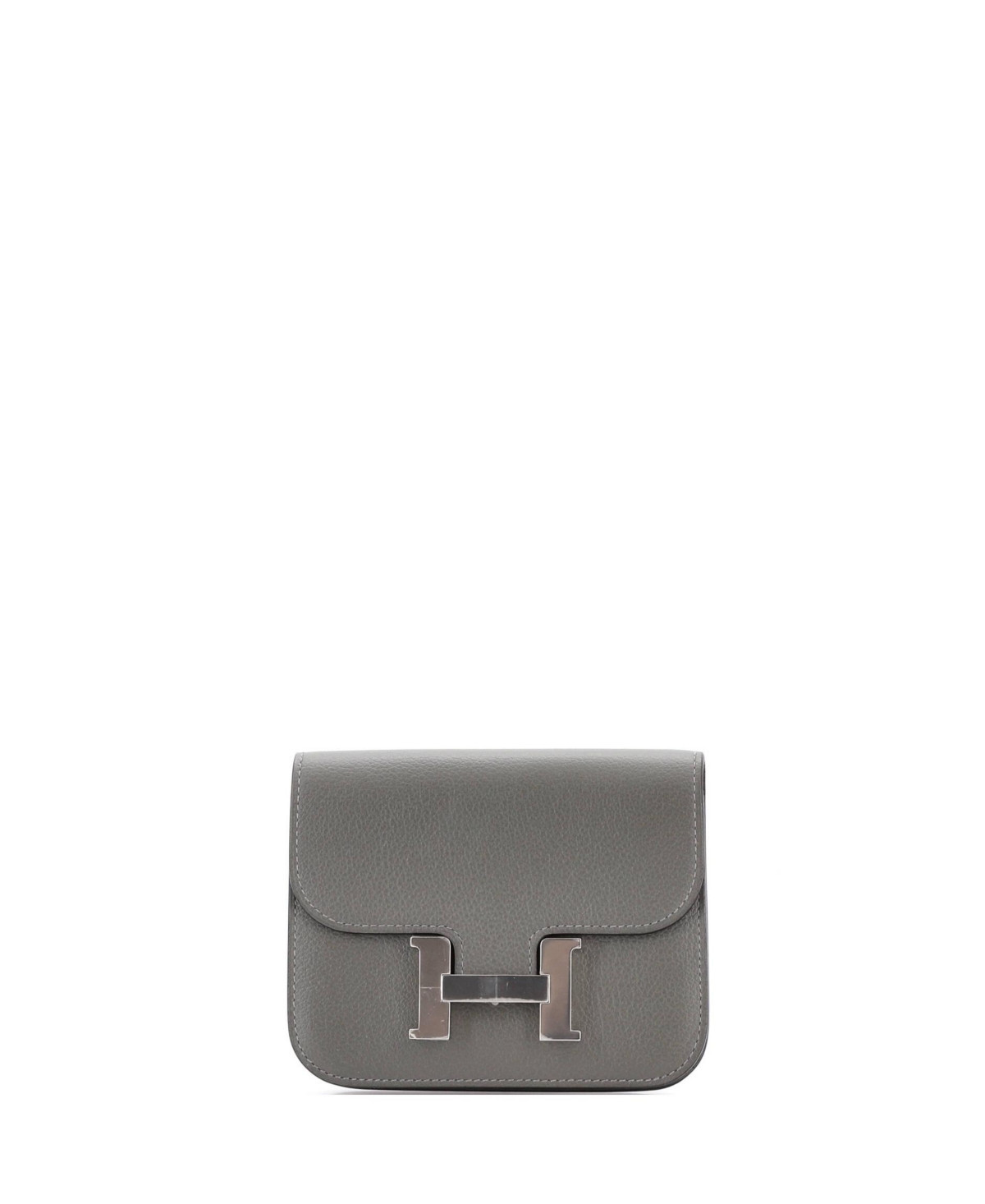 Pre-Owned Hermes Constance Slim Wallet Evercolor - Grey | Macy's