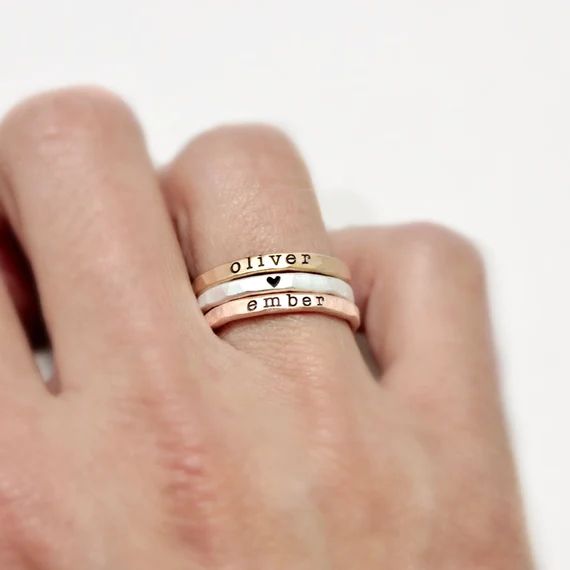 Rings with Names Stacking Name Rings Stacked Name Rings | Etsy | Etsy (US)