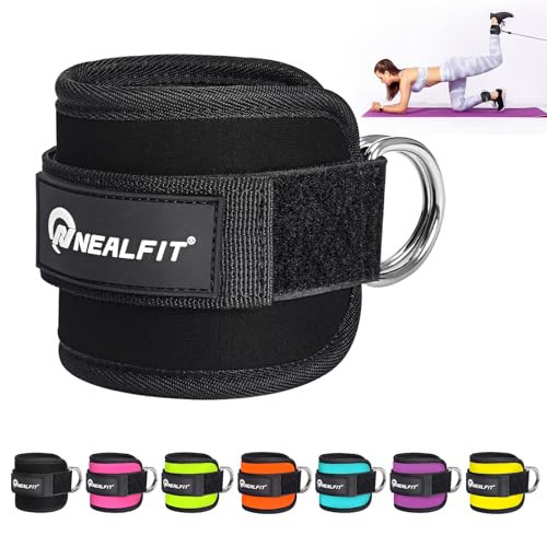 NEALFIT Ankle Strap for Cable Machine, Gym Ankle Cuff for Kickbacks, Leg Extensions, Glute Workouts, Booty Hip Abductors Exercise for Women and Men (Black, Single) | Amazon (US)