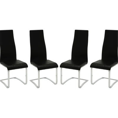 4 Upholstered Dining Side Chairs, Black. High Back, Relaxing Ambiance. Contemporary With Base. 18-Inch Seat Height. For Room Chill 4 Black Upholstery. | Wayfair North America