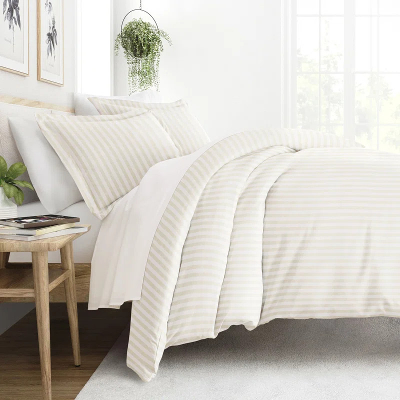 Becky Cameron Puffed Rugged Stripe Duvet Cover Set | Wayfair North America