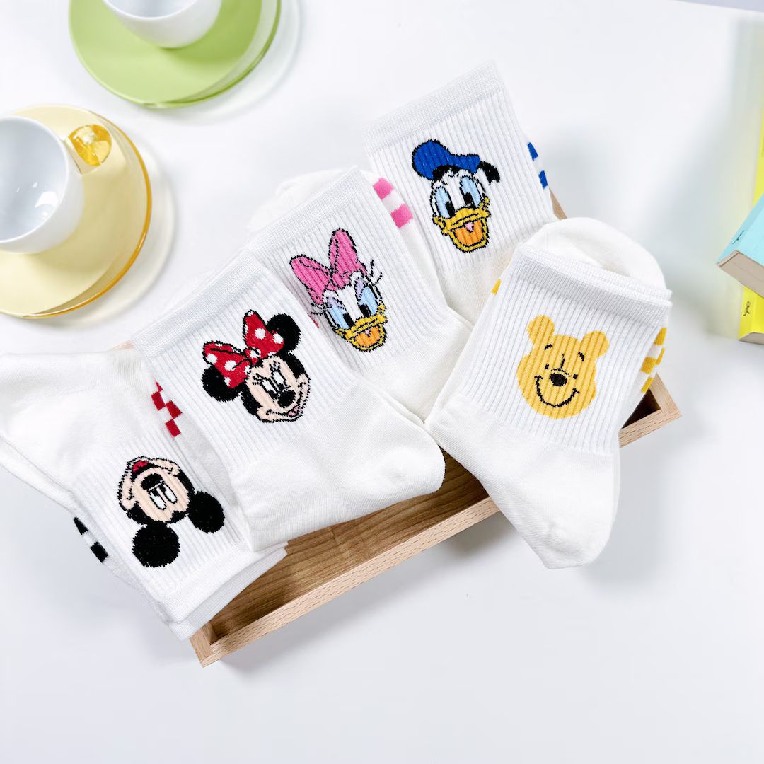 5PK Set, Disney Friends Mickey Minnie, Women Cute Crew Socks With Gift Pouch - Etsy | Etsy (US)