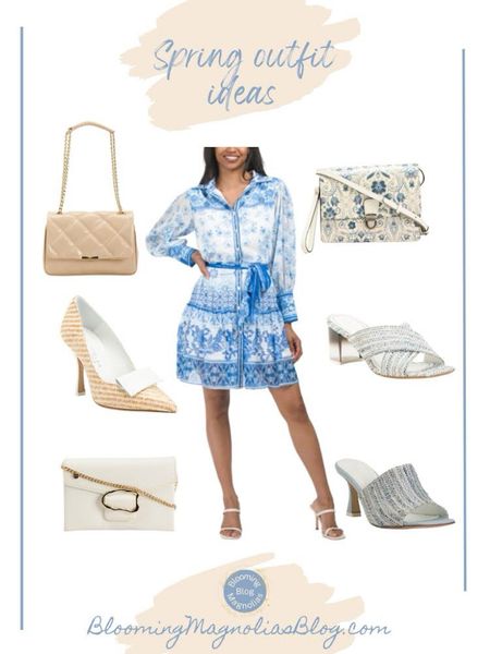 Spring outfit idea. 

Blue and white dress. Vacation dress. 