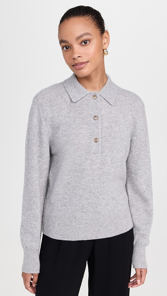 White + Warren Cashmere Button Polo | Shopbop | Shopbop