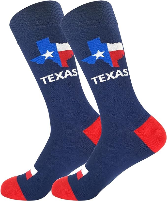 BUENWAZ Texas Flag Socks, Novelty TX State Crew Socks for Men and Women | Amazon (US)