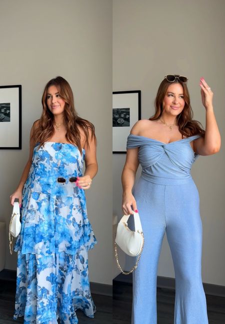 DISCOUNT: SHELBYV20 Wedding guest, baby shower, bridal shower or “something blue” theme wedding parties! Wearing large in the left dress and XL in the jumpsuit 💙🦋

#LTKmidsize #LTKstyletip