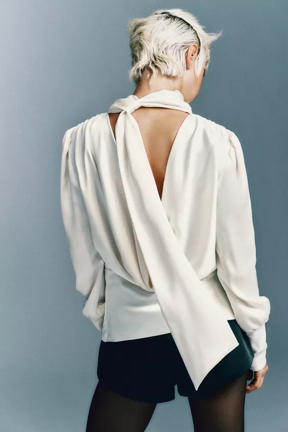 SATIN EFFECT SHIRT WITH TIED BACK | Zara US