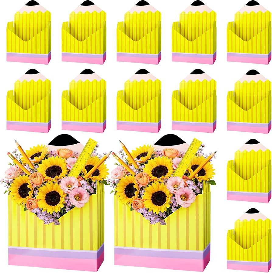 12 Pcs Back to School Gift Boxes Teacher Gift Boxes Pencil Florist Bouquet Envelope Box Paper Sch... | Amazon (US)