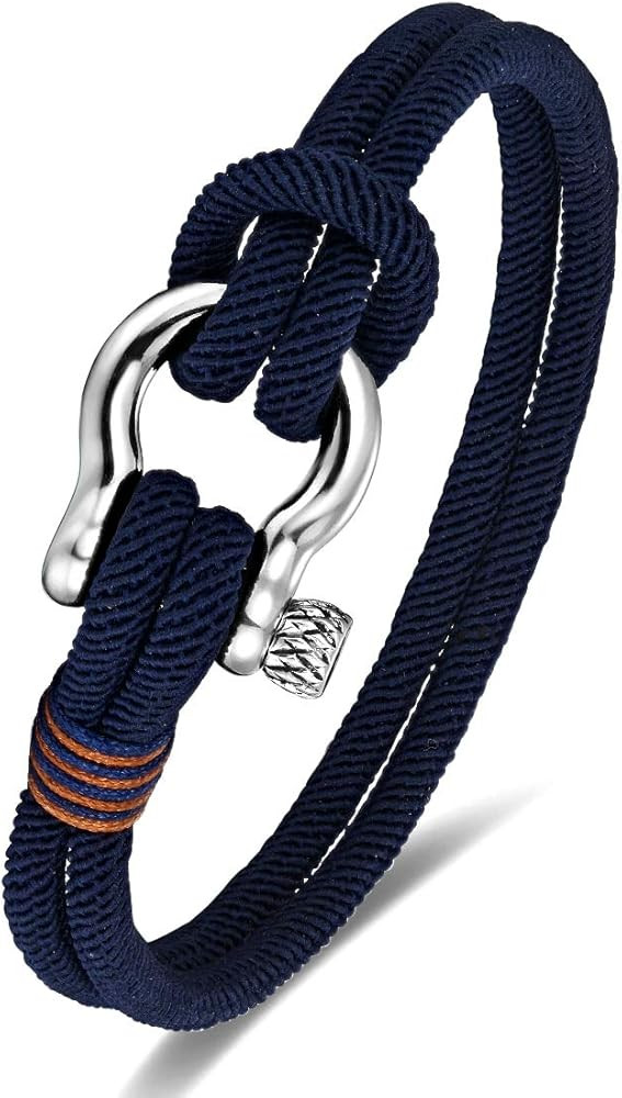 Mens Womens Nautical Sailor Rope Bracelet, Two-row Friendship Bracelet with Steel Screw Anchor Sh... | Amazon (US)