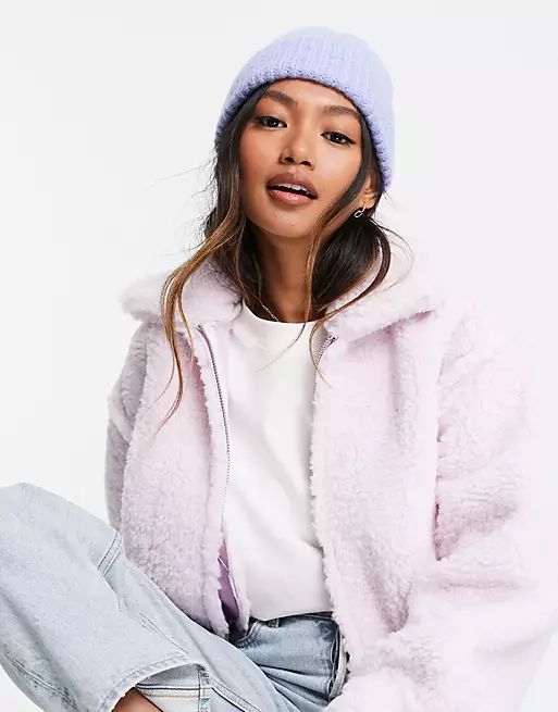 ASOS DESIGN chunky beanie with deep turn up in blue | ASOS (Global)