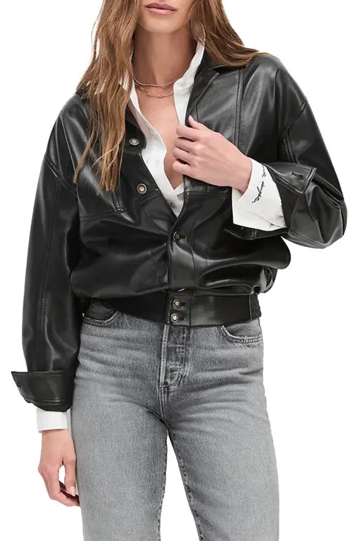 Favorite Daughter The Beacon Faux Leather Jacket in Raven at Nordstrom, Size Small | Nordstrom